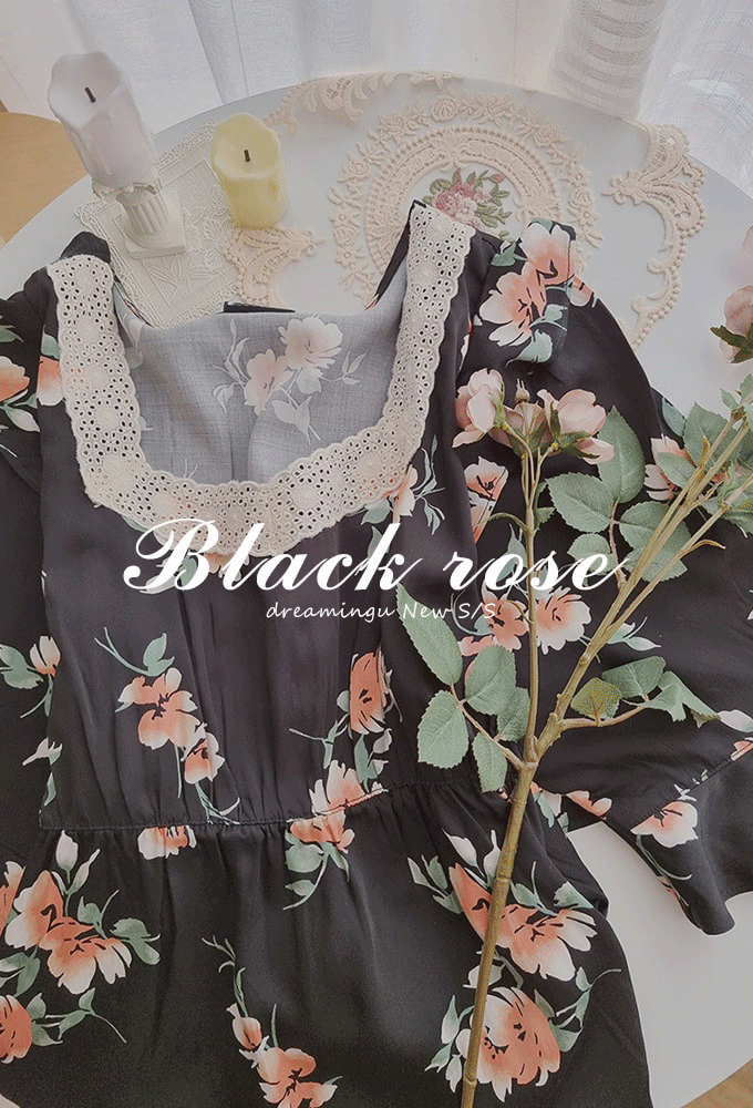 여성-블랙로즈 5부 원피스잠옷